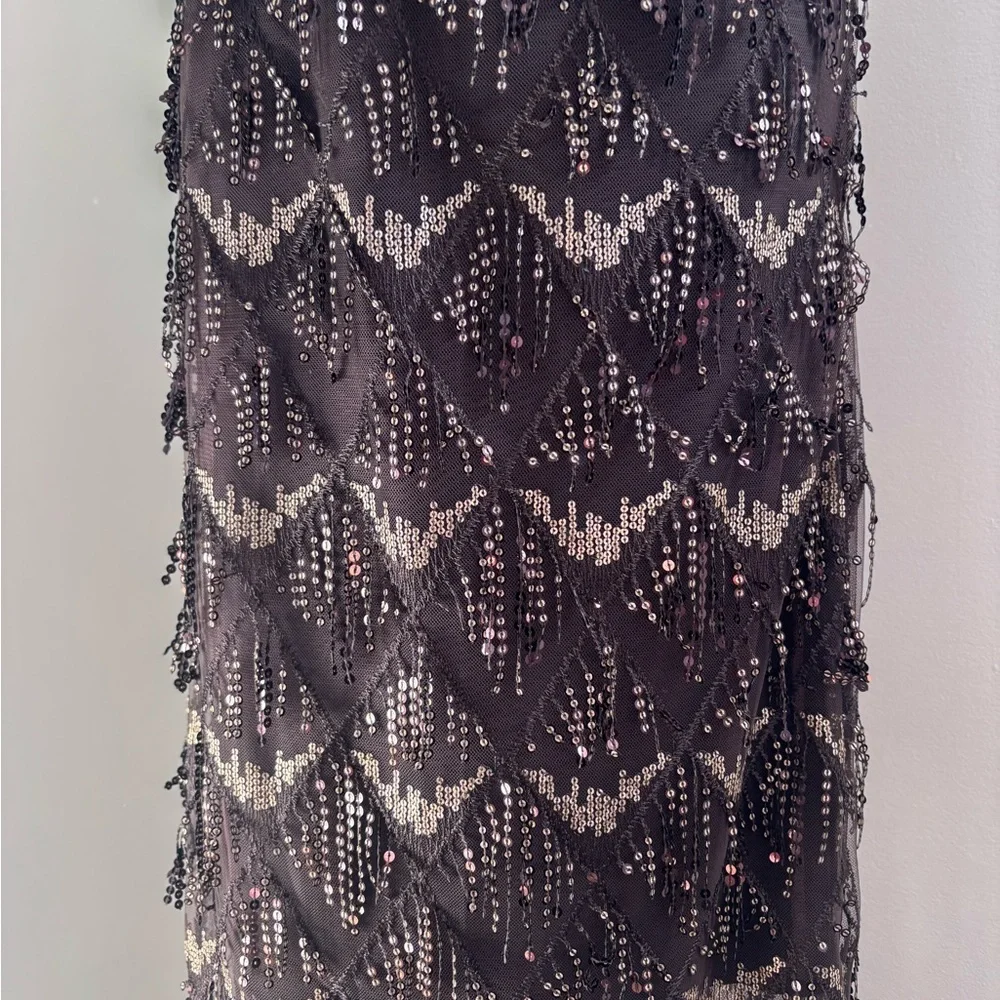 NWT Simons Chocolate Brown Sequin Lace Sequin Sparkly tulle Midi Skirt Size S - Picture 2 of 15